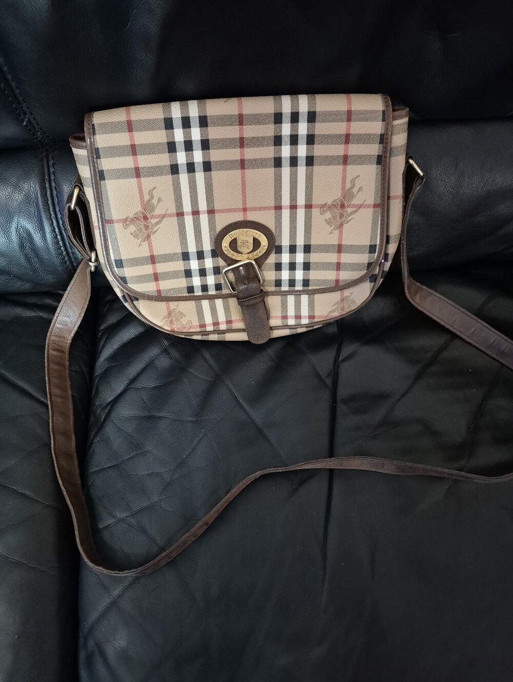 VINTAGE BURBERRYS OF LONDON HAYMARKET CHECK SADDLE BAG